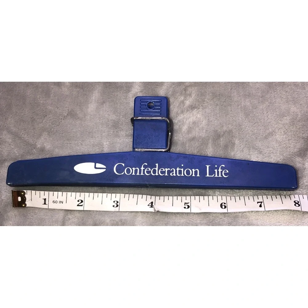 Vintage Confederation‎ Life Insurance Board File Bag Clip Blue Plastic 8 in